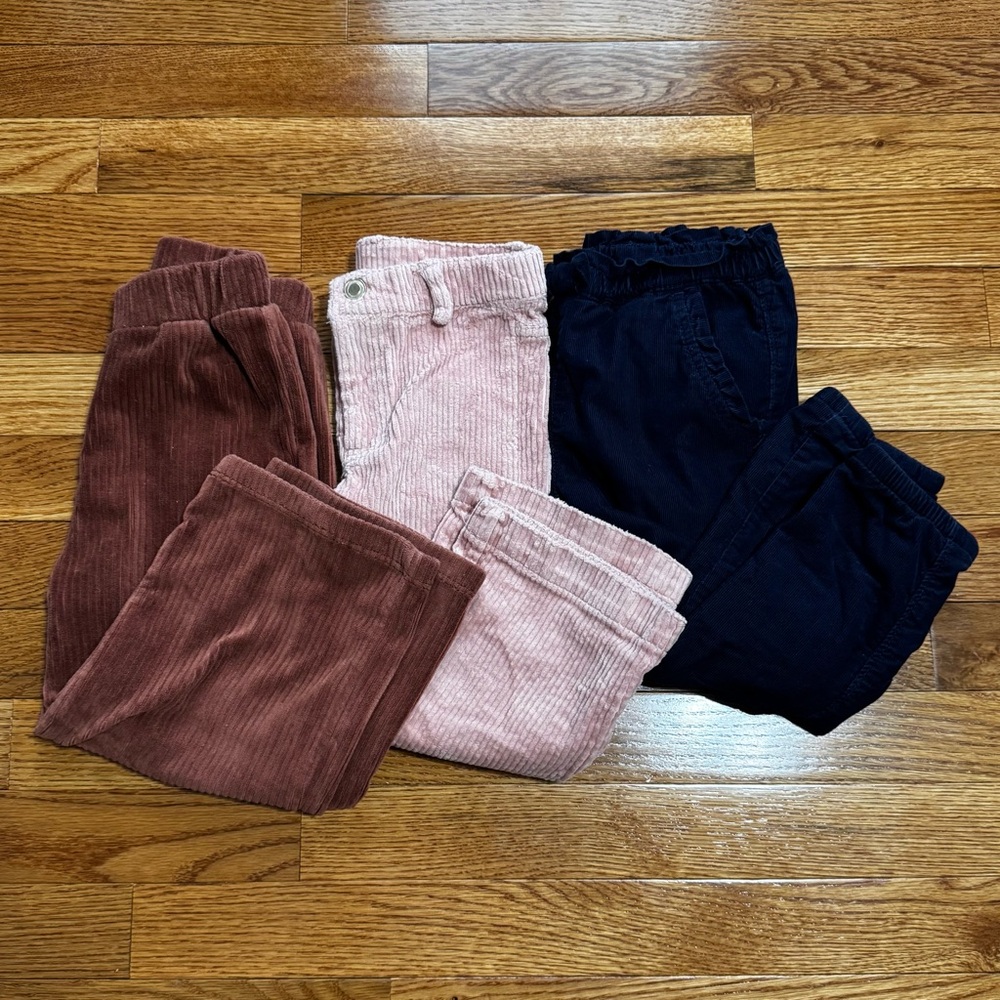 Girls Corduroy Pants Bundle- Zara, Joie, Gap in Pink, Rust & Navy